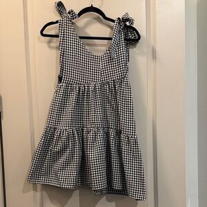 Black and white Gingham Dress with Bow Straps